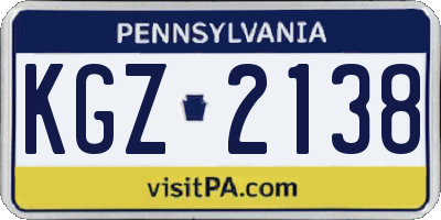 PA license plate KGZ2138