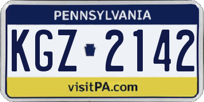 PA license plate KGZ2142