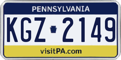 PA license plate KGZ2149