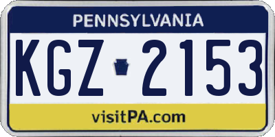PA license plate KGZ2153