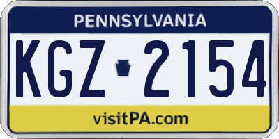 PA license plate KGZ2154