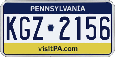 PA license plate KGZ2156