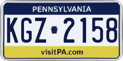 PA license plate KGZ2158