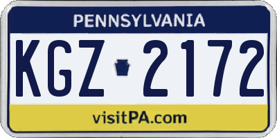 PA license plate KGZ2172