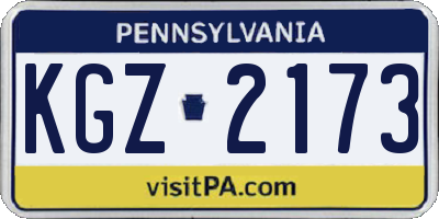 PA license plate KGZ2173