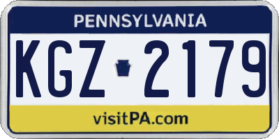 PA license plate KGZ2179