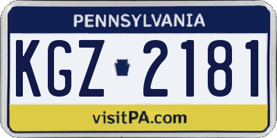 PA license plate KGZ2181