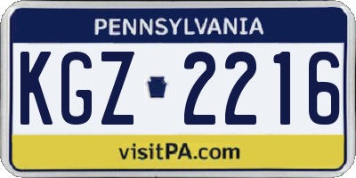 PA license plate KGZ2216