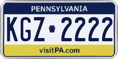 PA license plate KGZ2222