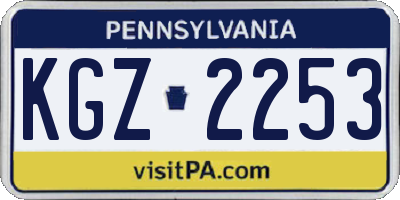 PA license plate KGZ2253