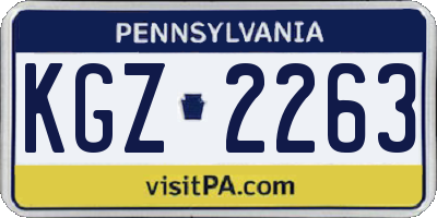 PA license plate KGZ2263