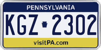PA license plate KGZ2302