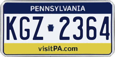 PA license plate KGZ2364