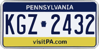 PA license plate KGZ2432