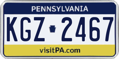 PA license plate KGZ2467