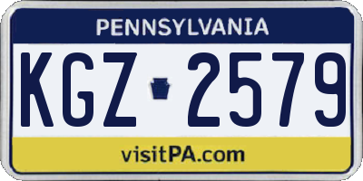 PA license plate KGZ2579