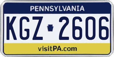 PA license plate KGZ2606