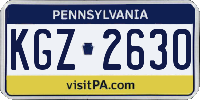 PA license plate KGZ2630