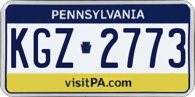 PA license plate KGZ2773