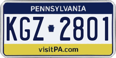 PA license plate KGZ2801