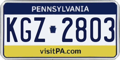 PA license plate KGZ2803