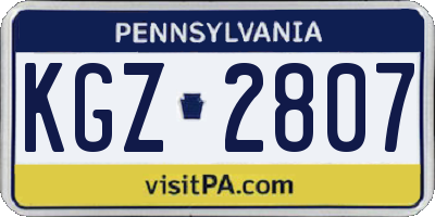 PA license plate KGZ2807
