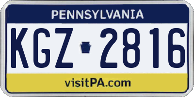 PA license plate KGZ2816