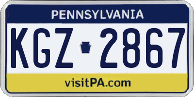 PA license plate KGZ2867