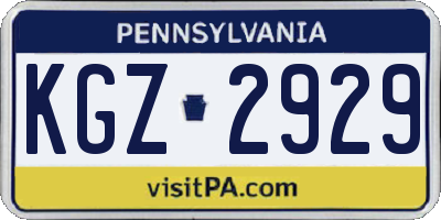 PA license plate KGZ2929