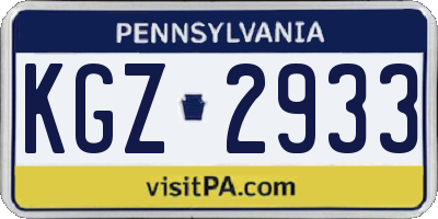 PA license plate KGZ2933