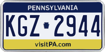 PA license plate KGZ2944