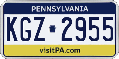 PA license plate KGZ2955