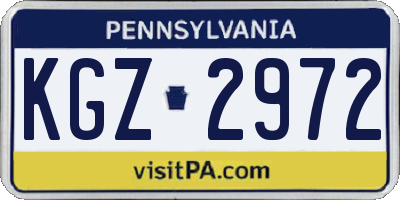 PA license plate KGZ2972