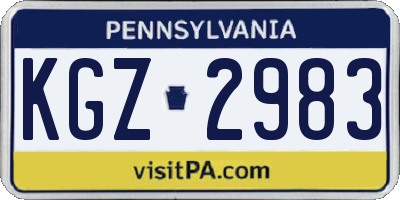 PA license plate KGZ2983