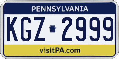 PA license plate KGZ2999