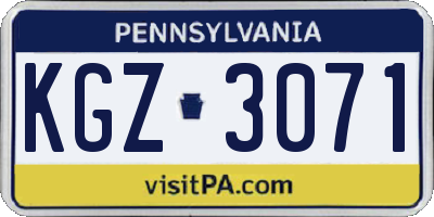 PA license plate KGZ3071
