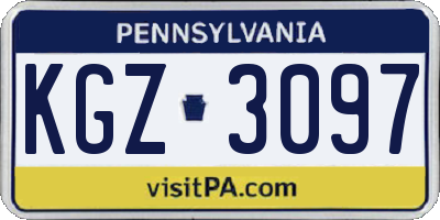 PA license plate KGZ3097