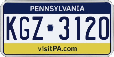 PA license plate KGZ3120