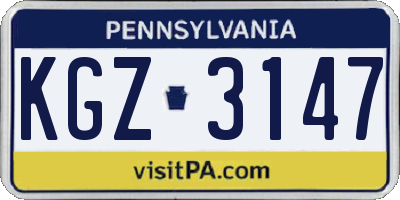 PA license plate KGZ3147