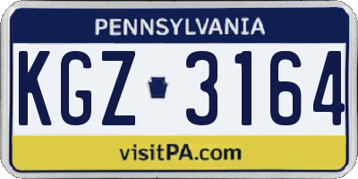 PA license plate KGZ3164