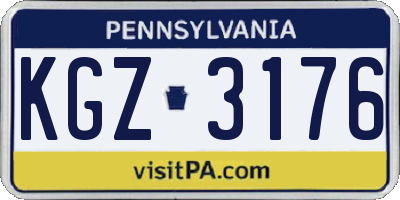 PA license plate KGZ3176