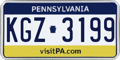 PA license plate KGZ3199