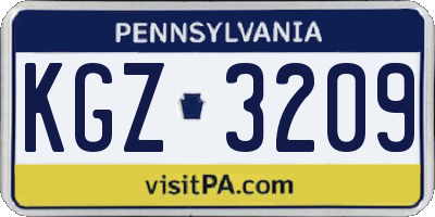 PA license plate KGZ3209