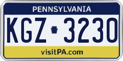 PA license plate KGZ3230