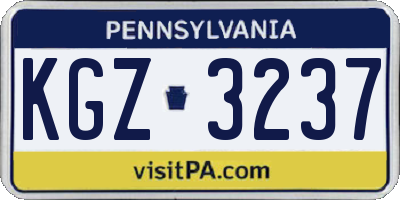 PA license plate KGZ3237