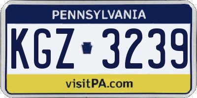 PA license plate KGZ3239