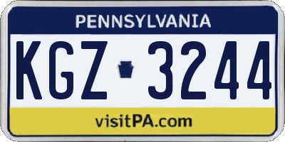 PA license plate KGZ3244