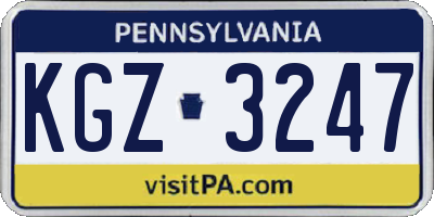 PA license plate KGZ3247