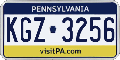 PA license plate KGZ3256