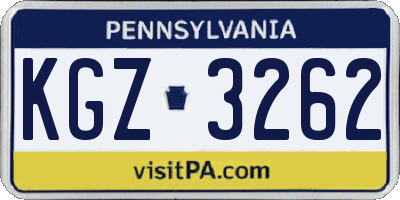 PA license plate KGZ3262